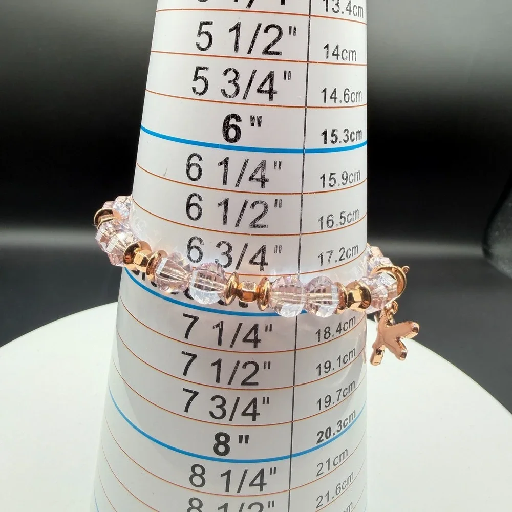 Rose Gold Tone Dragonfly Charm Beaded Stretch Bracelet Pink Crystal Boho Gift